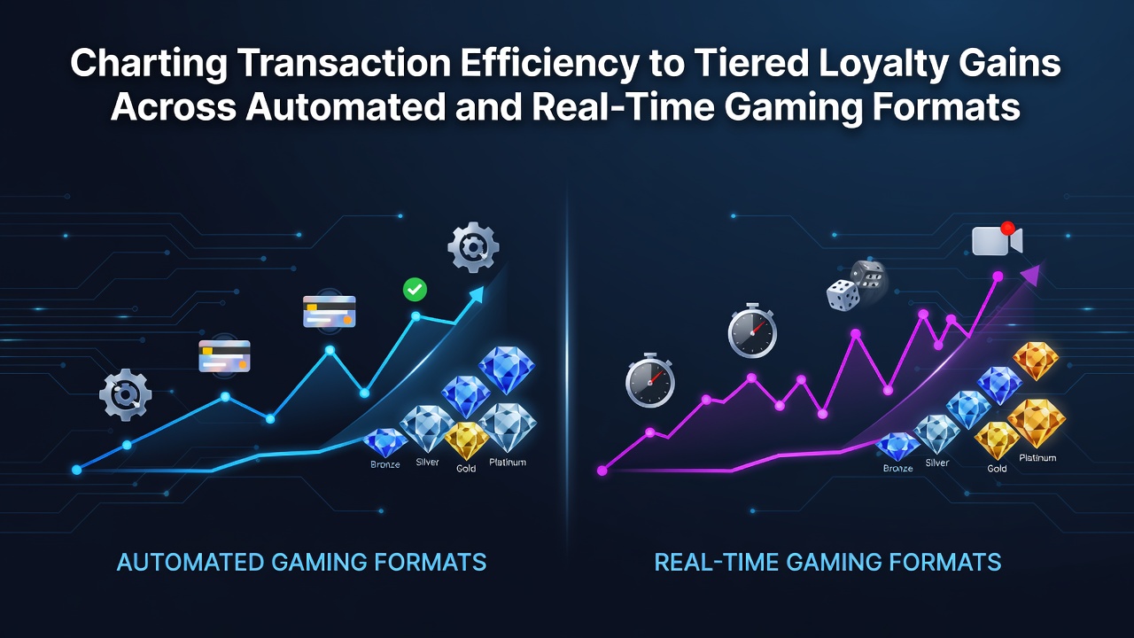 Visual representation of transaction flows connecting automated slots to real-time live dealer sessions with loyalty tier progression indicators