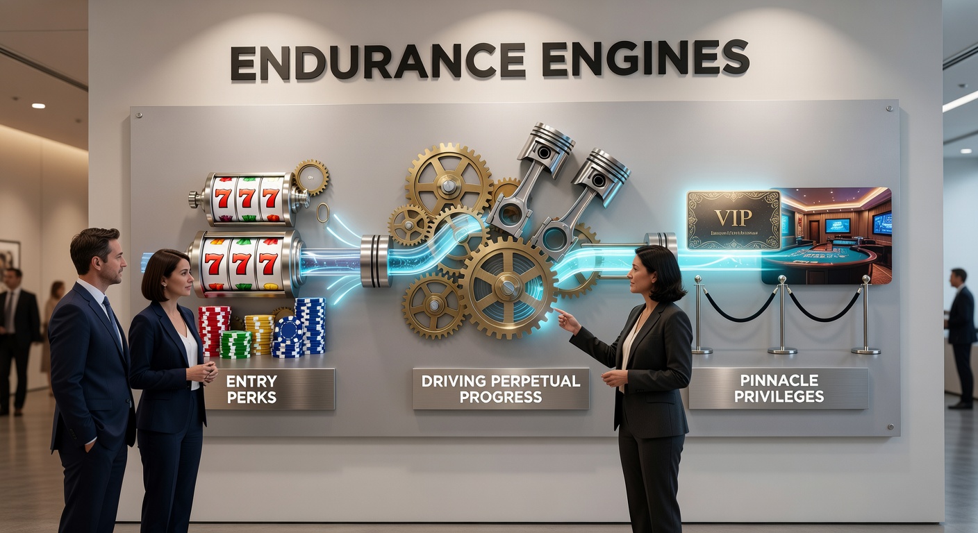 Visual of advanced casino dashboard showing real-time tier progress, personalized rewards, and elite event invitations amid glowing pinnacle privilege icons