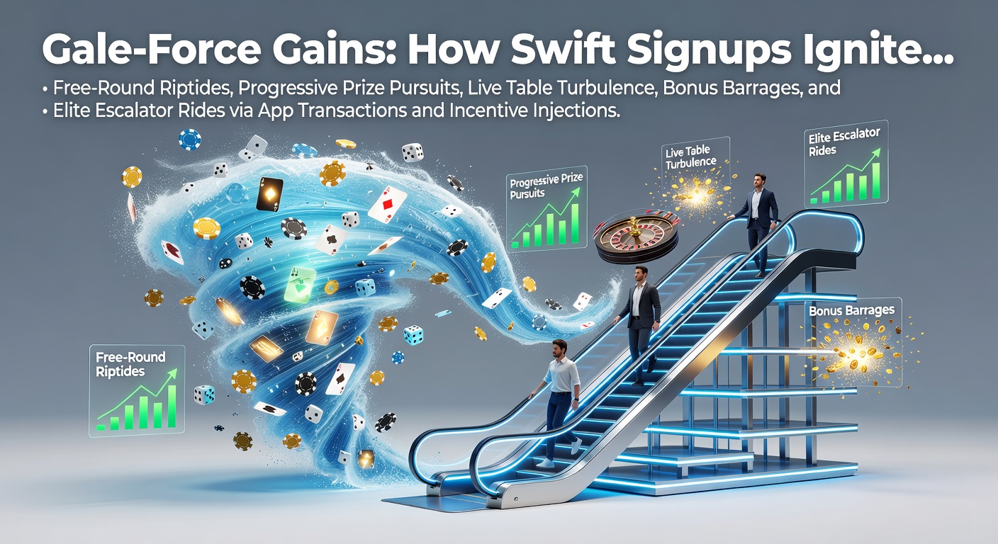Illustration of swift casino app signups triggering waves of free rounds and bonuses on mobile devices, with progressive jackpots building in the background