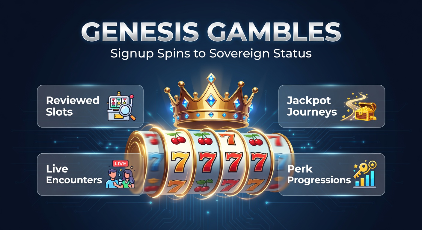 Player navigating from signup bonuses to VIP jackpots in Genesis Casino interface, highlighting slots and live tables