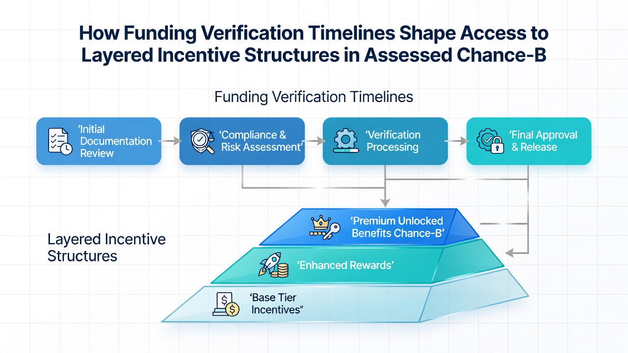 Diagram showing connections between funding checks and reward tier progression in digital gaming