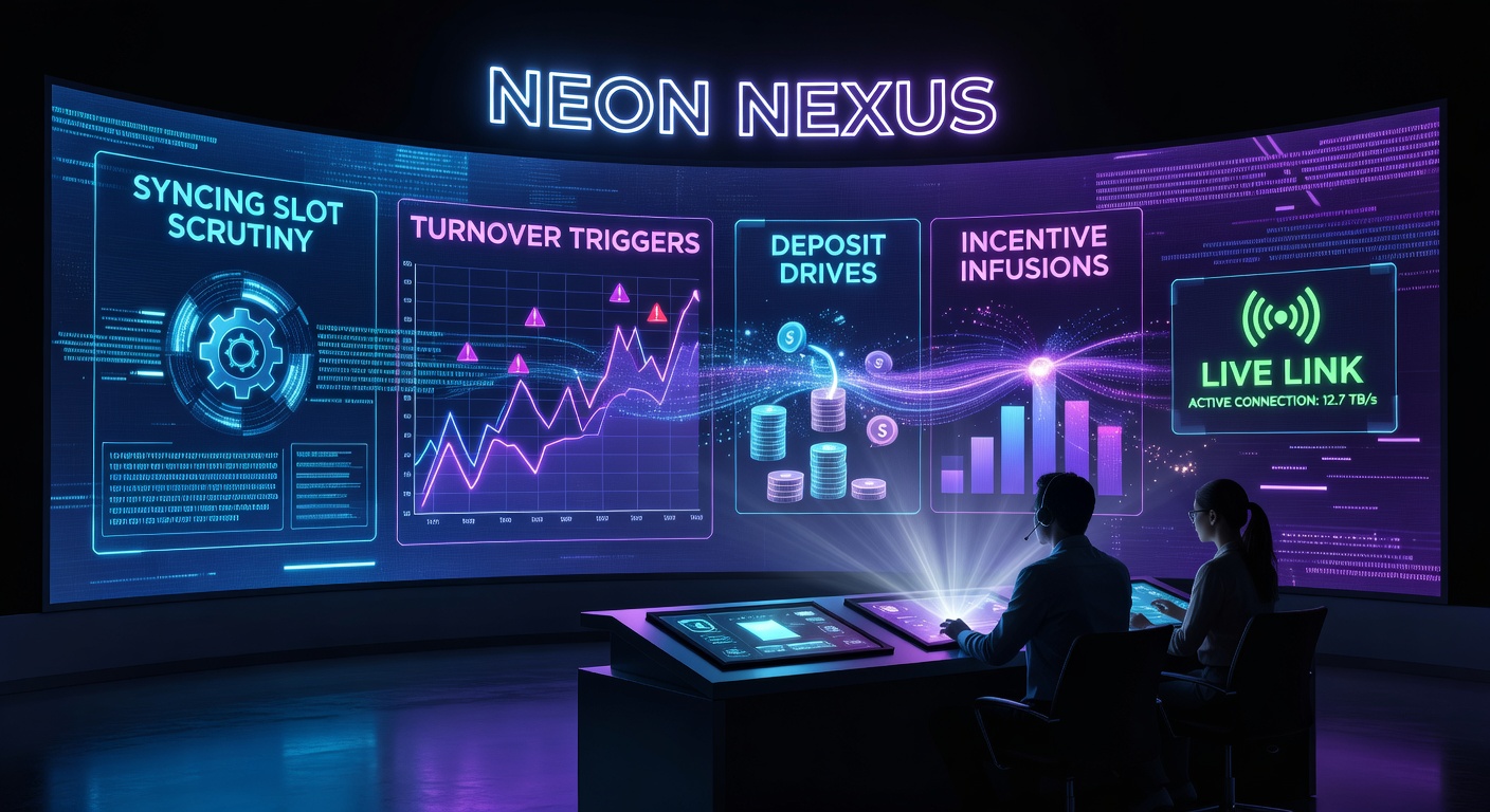 Dynamic graphic of mobile deposit flows connecting to glowing slot interfaces, turnover meters, and rising progressive jackpot ladders intertwined with live chat icons