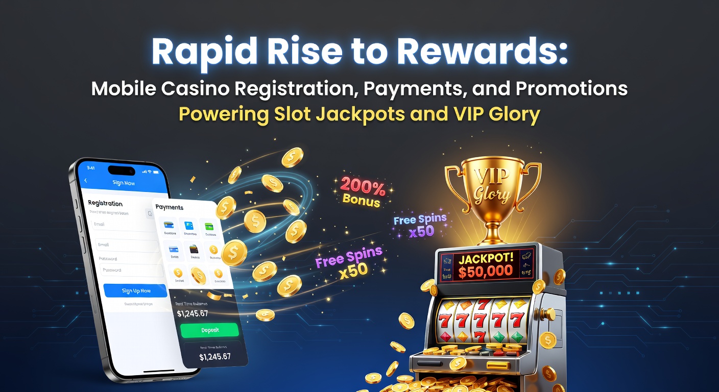 Smartphone screen displaying a mobile casino registration form with quick signup options and bonus promotions highlighted, illustrating the fast track to slot rewards