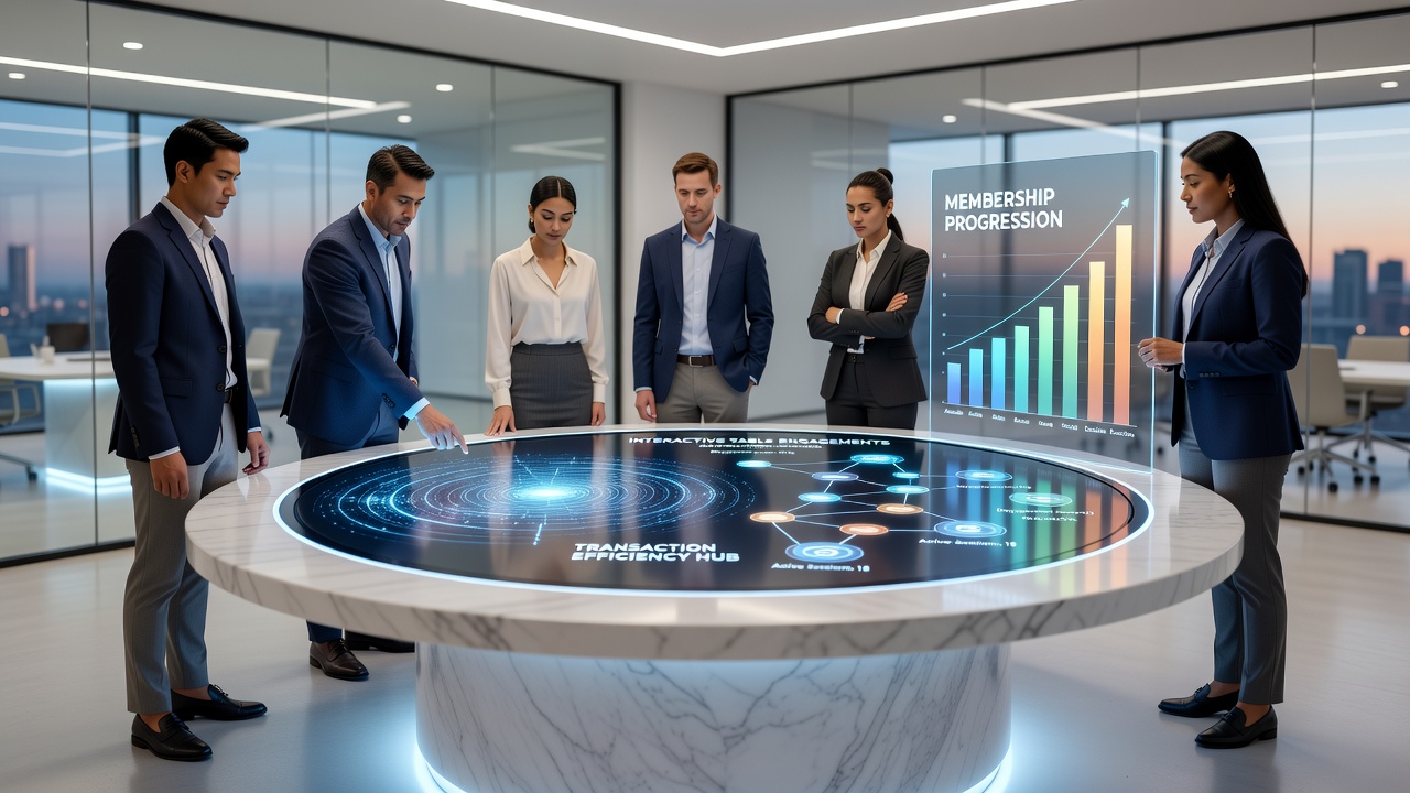 Analytics dashboard illustrating membership tier advancements linked to efficient mobile transactions and table activity