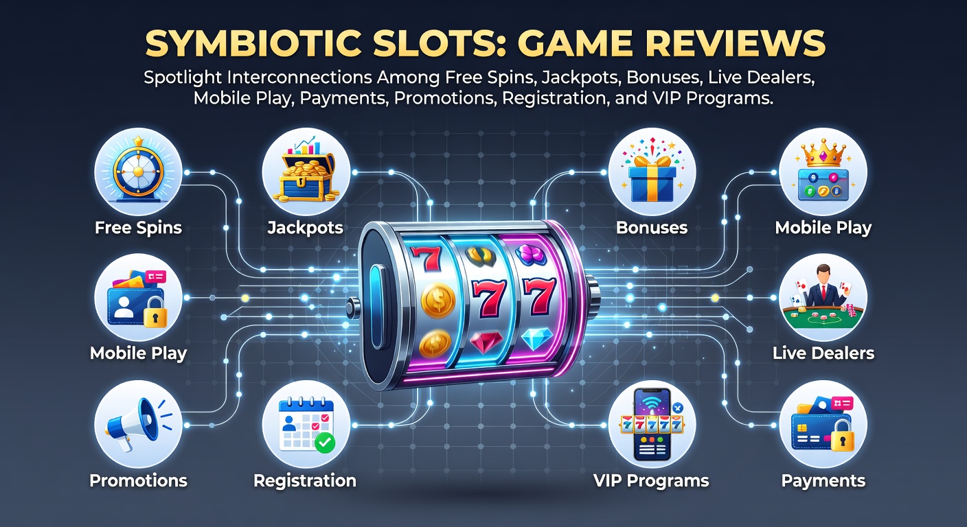 Vibrant slot machine reels spinning with interconnected symbols representing free spins, jackpots, and bonuses glowing in a digital casino environment