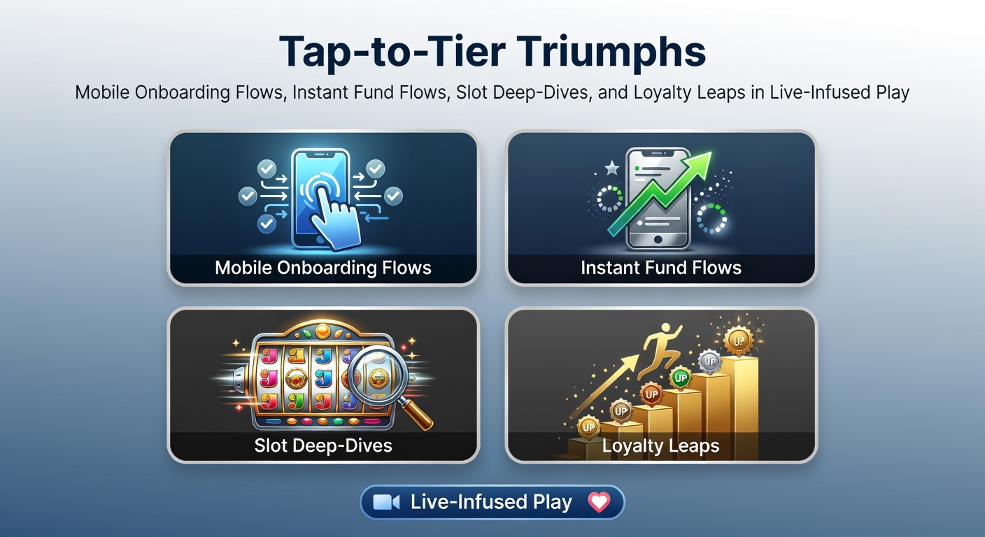 Smartphone displaying seamless mobile casino onboarding interface with one-tap verification and vibrant slot previews blended with live dealer streams