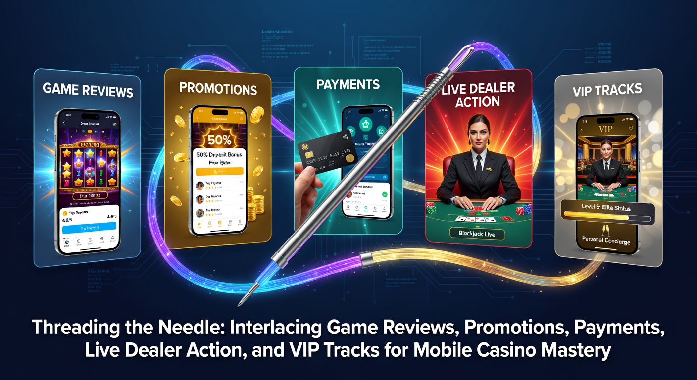 Mobile casino interface showing game reviews, promotions, and live dealer tables integrated seamlessly on a smartphone screen