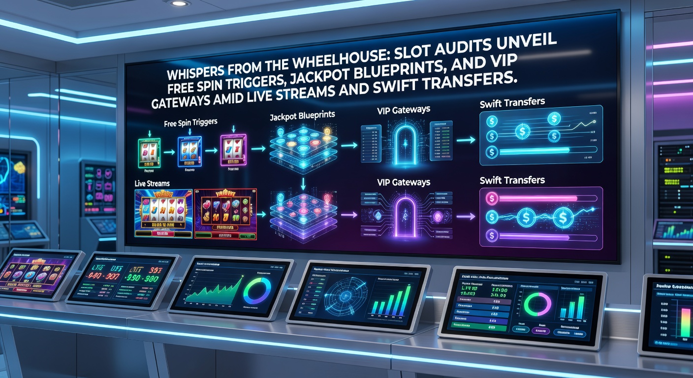 Close-up of a slot machine control panel during an audit, with auditors examining screens and levers under bright casino lights